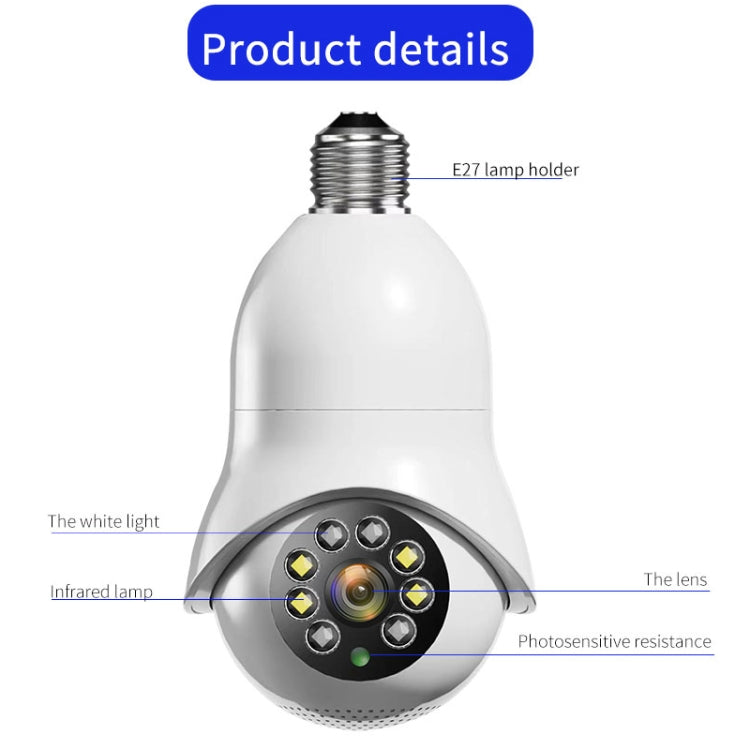 DP31 2.0MP HD Light Bulb WiFi Surveillance Camera, Support Motion Detection, Night Vision, Dual Light Source, Dual Light Source DP31 2.0MP HD Light Bulb WiFi Surveillance Camera, Support Motion Detection, Night Vision, Dual Light Source, Dual Light Source